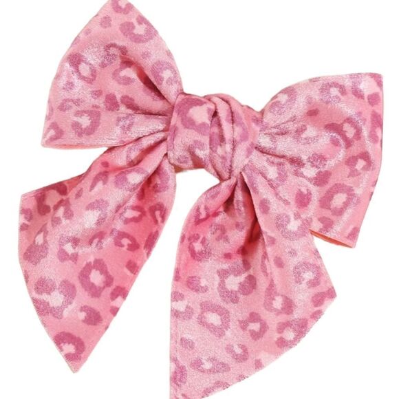 Leopard Print Bow Barrette - Picture 4 of 4